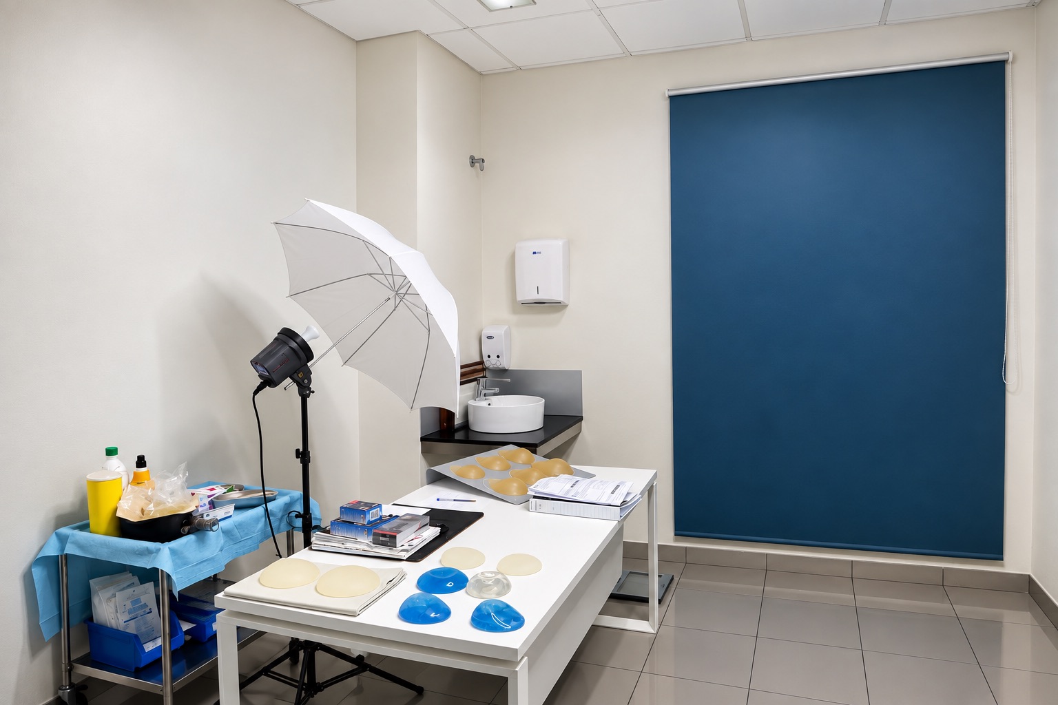 Sala de exploración con muestras de implantes